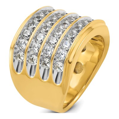 Men's 14K Yellow Gold 3 5/8 ct tw 4-Row Diamond Ring – view 8