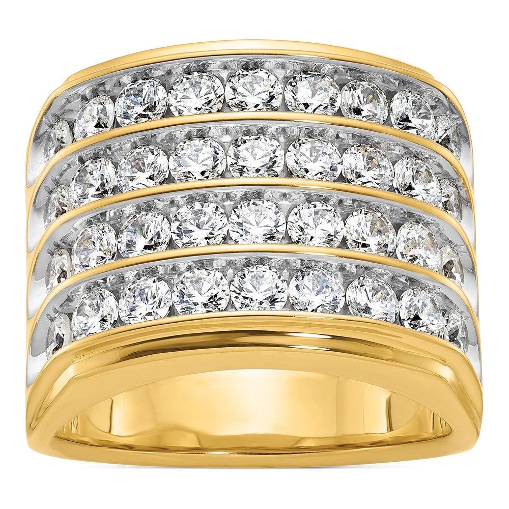 Ibgoodman 14K With White Rhodium Men's Polished 4-Row 3 5/8 Carat Aa Quality Diamond Ring