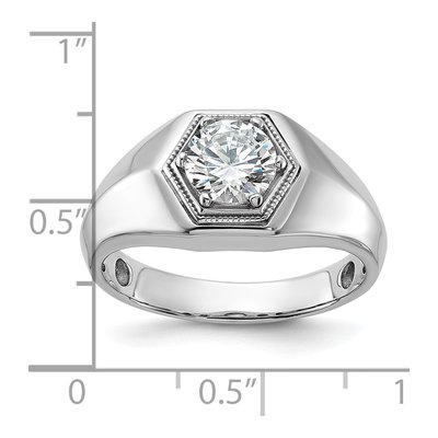 Men's 14K White Gold 1 ct tw Lab-Grown Diamond Beaded Ring – view 7