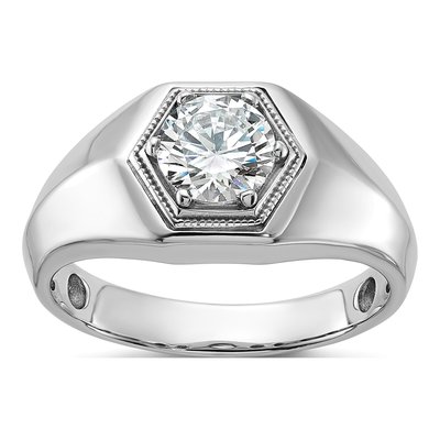 Men's 14K White Gold 1 ct tw Lab-Grown Diamond Beaded Ring