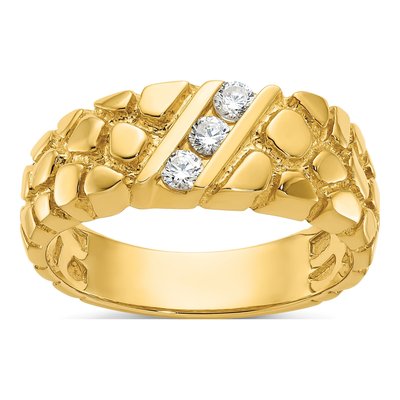 Men's 14K Yellow Gold 1/4 ct tw Diamond Nugget Ring