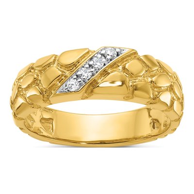 Men's 14K Yellow Gold Diamond Nugget Ring Mounting