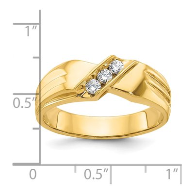 Men's 14K Yellow Gold 3-Stone Diamond Ring Mounting – view 3