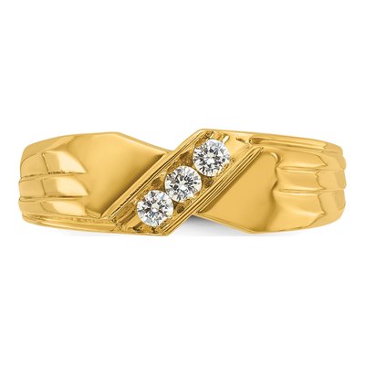 Men's 14K Yellow Gold 3-Stone Diamond Ring Mounting – view 6