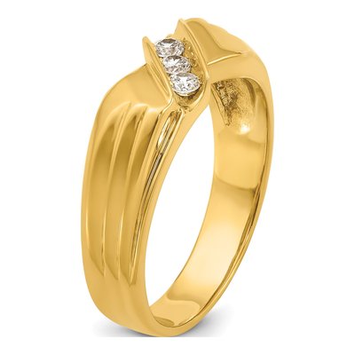 Men's 14K Yellow Gold 3-Stone Diamond Ring Mounting – view 8