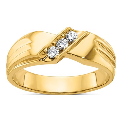 Men's 14K Yellow Gold 3-Stone Diamond Ring Mounting