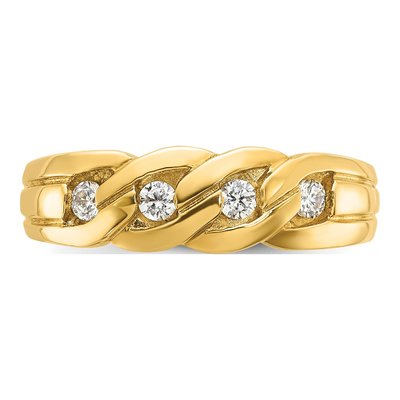 Men's 14K Yellow Gold Diamond Link Ring Mounting – view 6