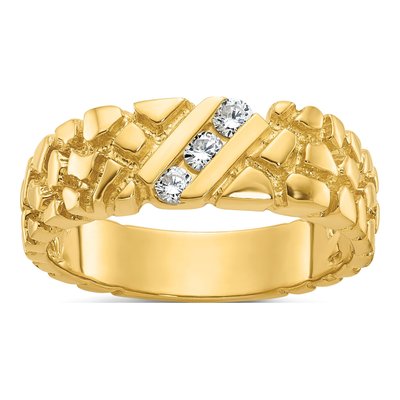 Men's 10K Yellow Gold Diamond Nugget Ring Mounting