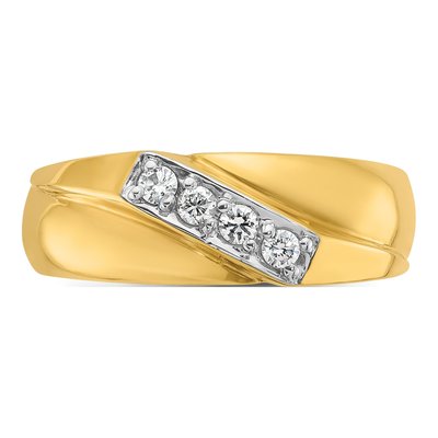 Men's 14K Yellow Gold 4-Diamond Ring Mounting – view 6