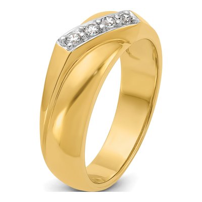 Men's 14K Yellow Gold 4-Diamond Ring Mounting – view 8