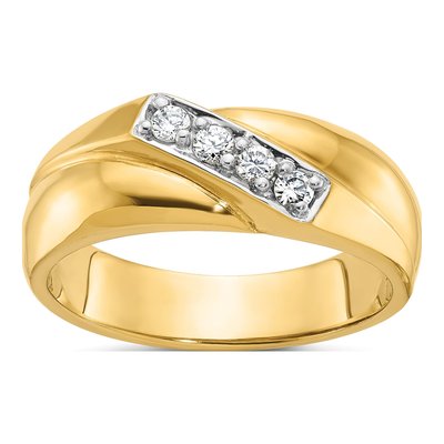 Men's 14K Yellow Gold 4-Diamond Ring Mounting