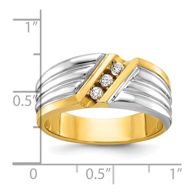 Men's 14K Two-Tone Gold 3-Stone Diamond Ring Mounting – view 3
