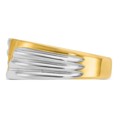 Men's 14K Two-Tone Gold 3-Stone Diamond Ring Mounting – view 5