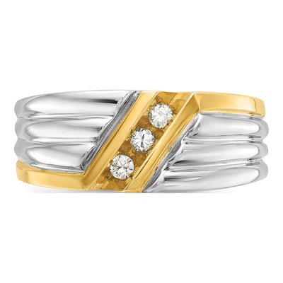 Men's 14K Two-Tone Gold 3-Stone Diamond Ring Mounting – view 6