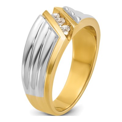 Men's 14K Two-Tone Gold 3-Stone Diamond Ring Mounting – view 8