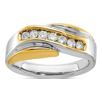 Men's 14K Two-Tone Gold 7-Stone Ring Mounting