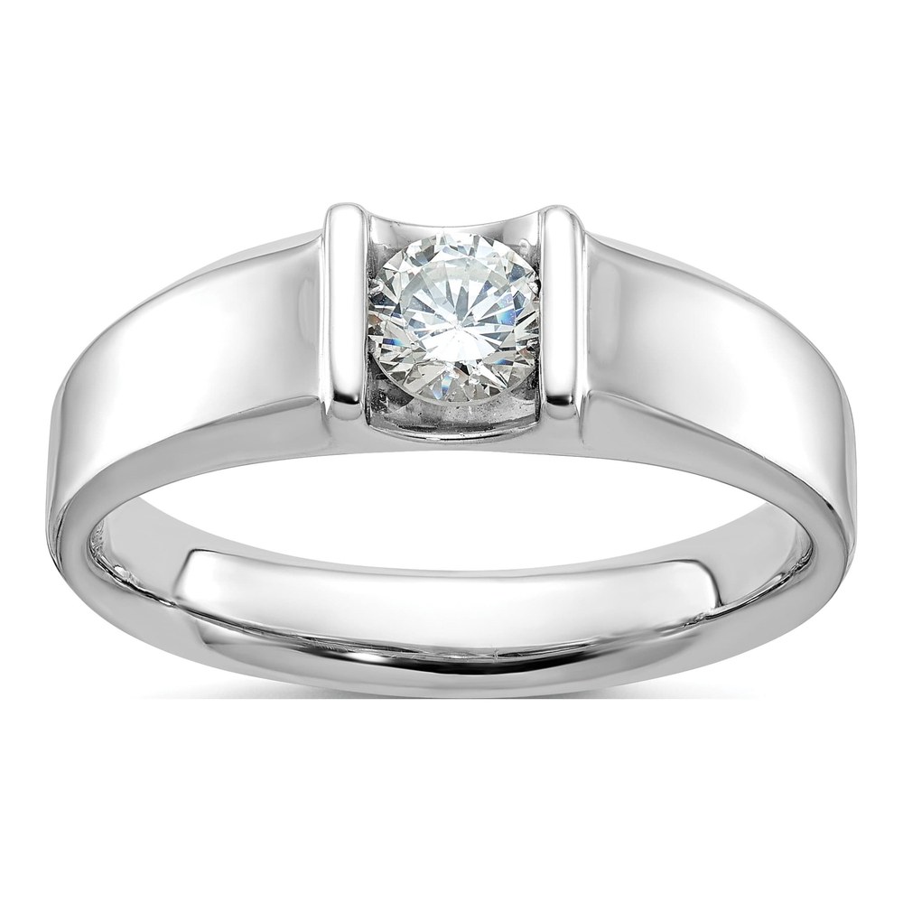 Ibgoodman 14K White Gold Rhodium-Plated 1/2 Carat Lab Grown Diamond Vs/si+ G+ Complete Men's Ring