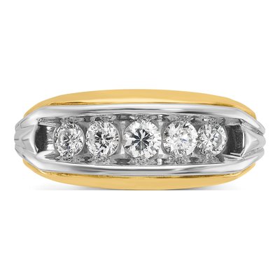 Men's 14K Two-Tone Gold 5-Stone Diamond Ring Mounting – view 6