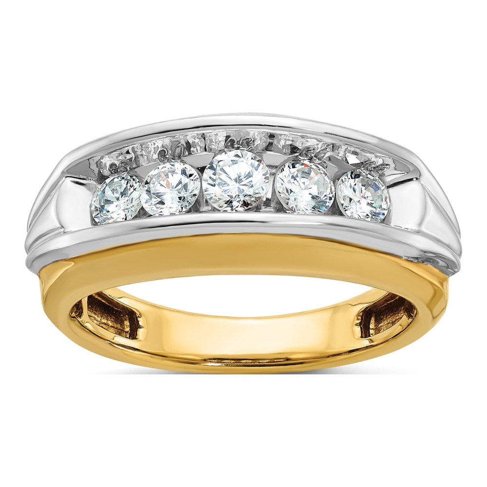 Men's 14K Two-Tone Gold 5-Stone Diamond Ring Mounting