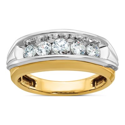 Men's 14K Two-Tone Gold 5-Stone Diamond Ring Mounting
