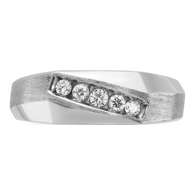 Men's 14K White Gold 5-Stone Ring Mounting – view 6