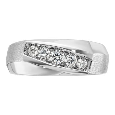 Men's 14K White Gold Diamond 5-Stone Ring Mounting – view 6