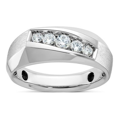 Men's 14K White Gold Diamond 5-Stone Ring Mounting