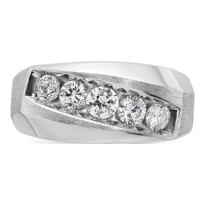 Men's 14K White Gold 5-Stone Diamond Ring Mounting – view 6