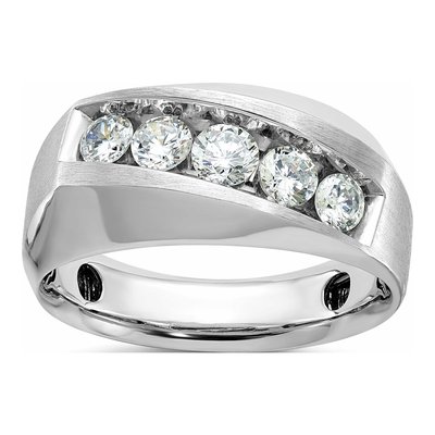 Men's 14K White Gold 5-Stone Diamond Ring Mounting