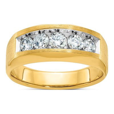 Men's 14K Yellow Gold 5-Stone Diamond Ring Mounting