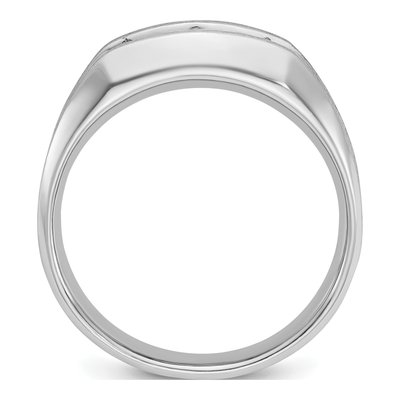 Men's 14K White Gold Grooved 3-Stone Ring Mounting – view 2