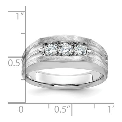 Men's 14K White Gold Grooved 3-Stone Ring Mounting – view 3