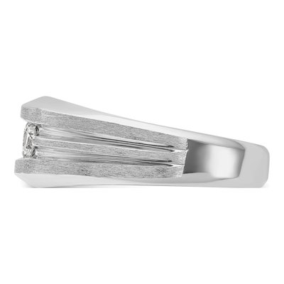 Men's 14K White Gold Grooved 3-Stone Ring Mounting – view 5