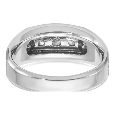 Men's 14K White Gold Grooved 3-Stone Ring Mounting – view 7