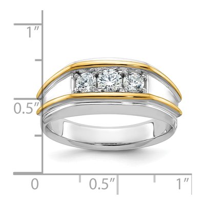 Men's 14K Two-Tone Gold 3-Stone Ring Mounting – view 3