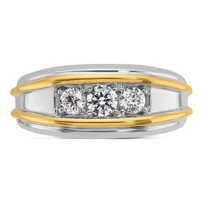 Men's 14K Two-Tone Gold 3-Stone Ring Mounting – view 6