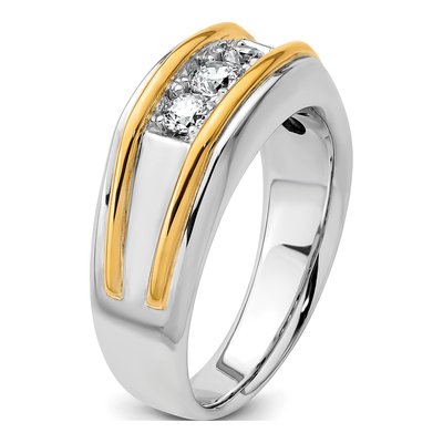 Men's 14K Two-Tone Gold 3-Stone Ring Mounting – view 7