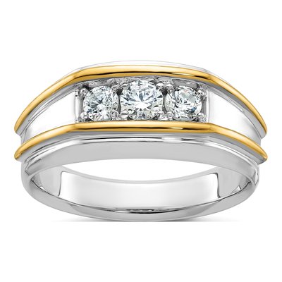 Men's 14K Two-Tone Gold 3-Stone Ring Mounting