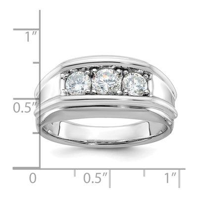 Men's 14K White Gold 3-Stone Ring Mounting – view 3