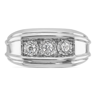 Men's 14K White Gold 3-Stone Ring Mounting – view 6