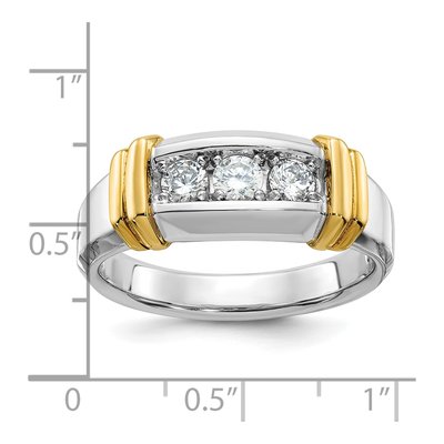 Men's 14K Two-Tone Gold 3-Stone Diamond Ring Mounting – view 3