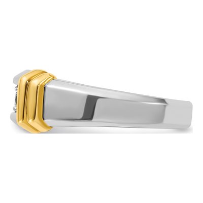 Men's 14K Two-Tone Gold 3-Stone Diamond Ring Mounting – view 5
