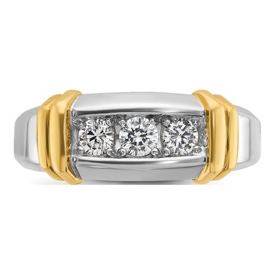 Men's 14K Two-Tone Gold 3-Stone Diamond Ring Mounting – view 6