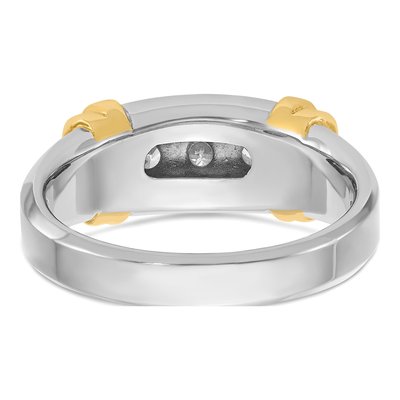 Men's 14K Two-Tone Gold 3-Stone Diamond Ring Mounting – view 7