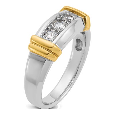 Men's 14K Two-Tone Gold 3-Stone Diamond Ring Mounting – view 8
