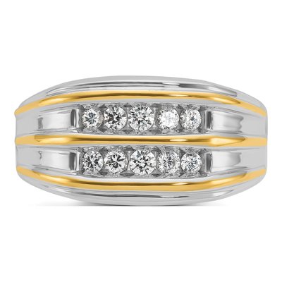 Men's 14K Two-Tone Gold 2-Row Diamond Ring Mounting – view 6