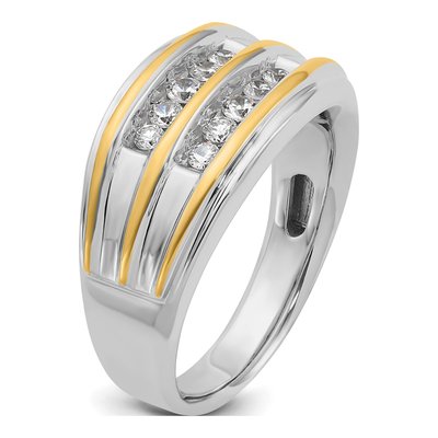Men's 14K Two-Tone Gold 2-Row Diamond Ring Mounting – view 8
