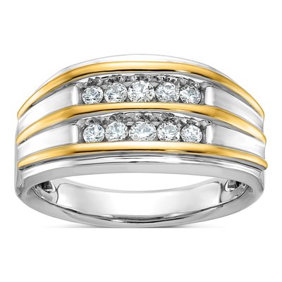 Men's 14K Two-Tone Gold 2-Row Diamond Ring Mounting