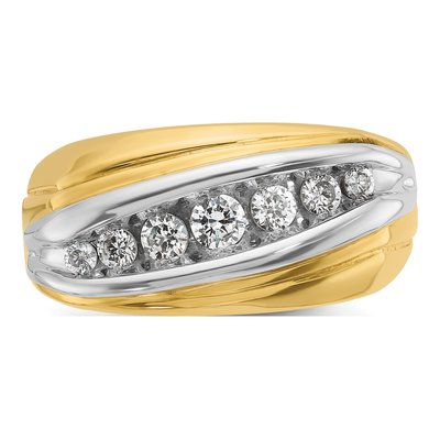 Men's 14K Two-Tone Gold 7-Stone Diamond Ring Mounting – view 7