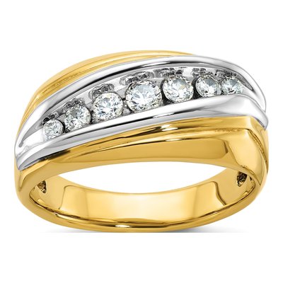 Men's 14K Two-Tone Gold 7-Stone Diamond Ring Mounting